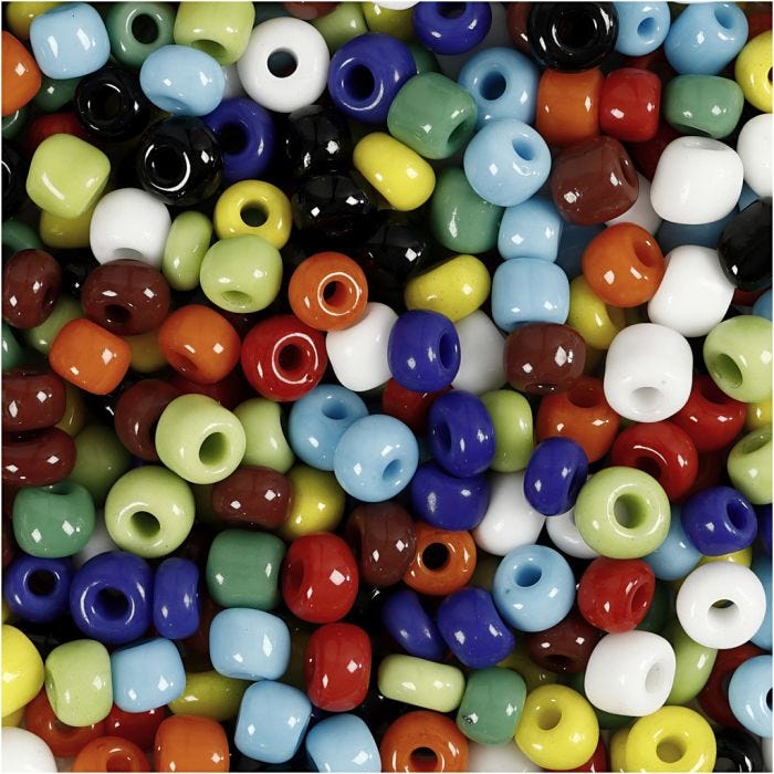 Perles de rocaille, 4 mm, 6/0, 0,9-1,2 mm, ass. de couleurs, 1000gr/ 1 boîte