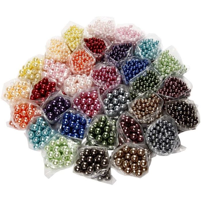Perles de cire, 6+10 mm, 1,5+2 mm, ass. de couleurs, 32x20gr/ 1 Pq.