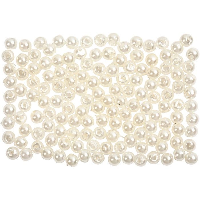 Perles de Cire, d 3 mm, diamètre intérieur 0,7 mm, nacré, 150 pièces/ 1 Pq.