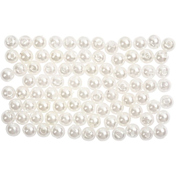 Perles de Cire, d 4 mm, diamètre intérieur 0,7 mm, nacré, 150 pièces/ 1 Pq.