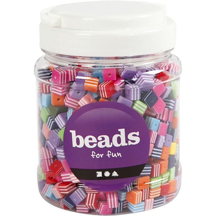 Perles Multi Mix, dim. 8x8 mm, diamètre intérieur 2,5 mm, 500 gr, 700ml/ 1 boîte