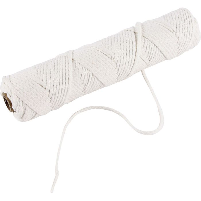 Mèche de bougie pour stéarine, Convient aux bougies moulées d’un diamètre de 50 à 70 mm, 100 gr, 80 m/ 1 rouleau