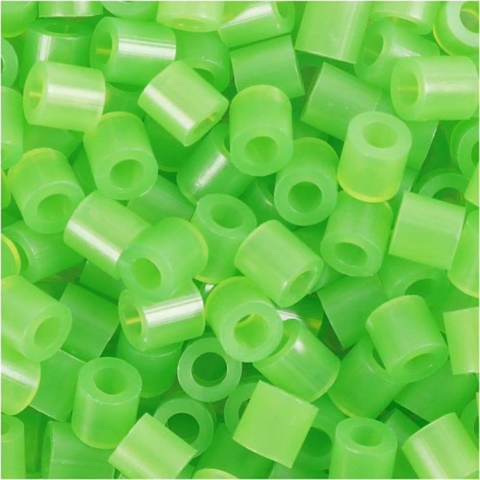 Perles à repasser, dim. 5x5 mm, diamètre intérieur 2,5 mm, medium, vert néon (32237), 1100pièces/ 1 Pq.