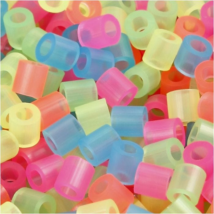 Perles à repasser, dim. 5x5 mm, diamètre intérieur 2,5 mm, medium, couleurs néons, 30000 ass./ 1 Pq.