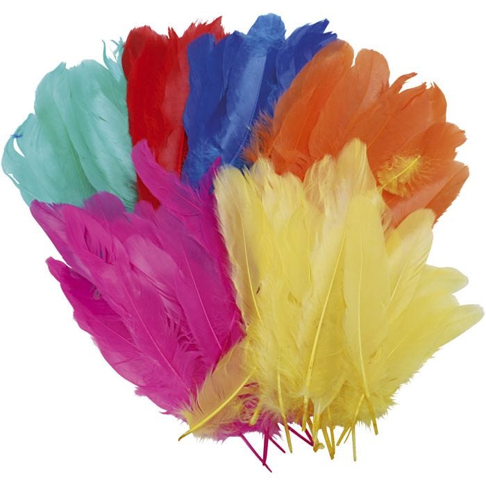 Plumes, 8-14 cm, ass. de couleurs, 120pièces/ 1 sac