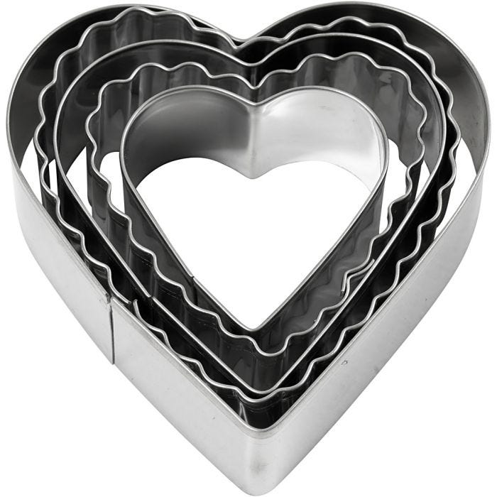 Emporte-pièces, Coeur, dim. 8 cm, 5 pièces/ 1 Pq.