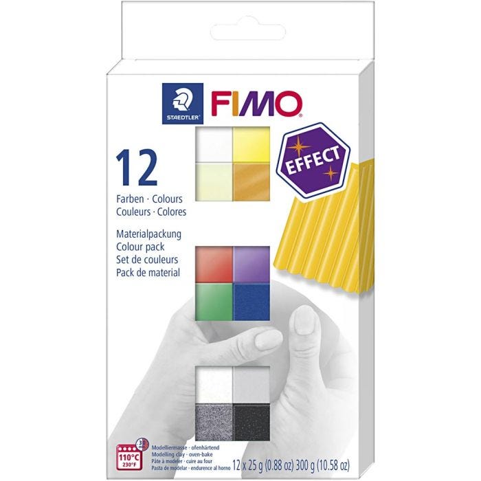 FIMO effect, ass. de couleurs, 12x25 gr/ 1 Pq.