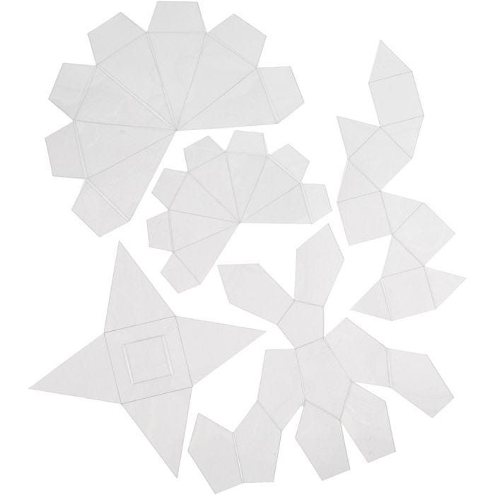 Moules sur feuilles , Formes géométriques, H : 6-13 cm, transparent, 5 pièces/ 1 Pq.