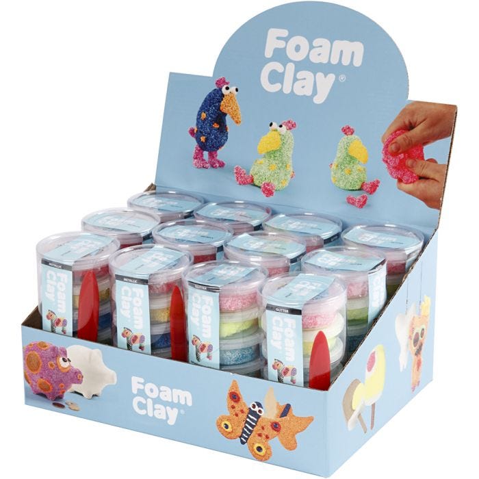 Foam Clay®, couleurs scintillantes, couleurs métalliques, 12set/ 1 Pq.