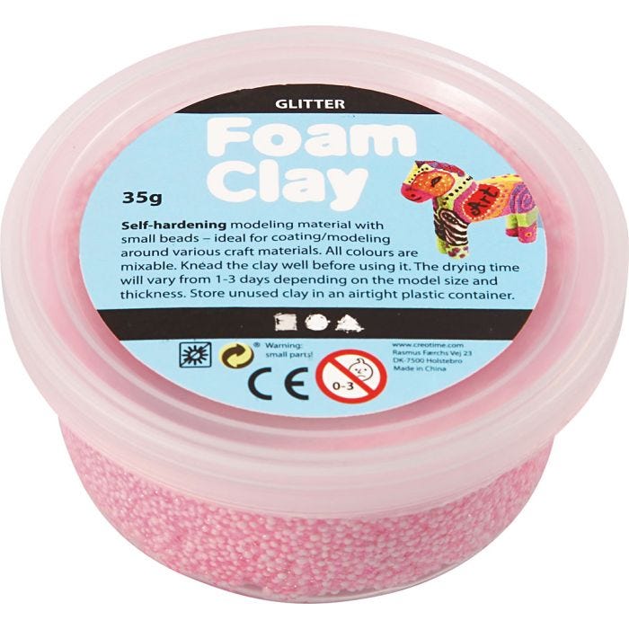 Foam Clay®, paillettes, rose clair, 35gr/ 1 boîte