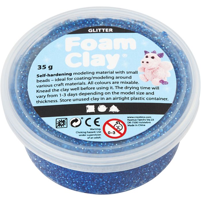 Foam Clay®, paillettes, bleu, 35 gr/ 1 boîte