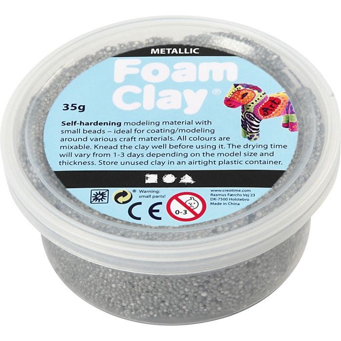 Foam Clay®, Métallisé, argent, 35gr/ 1 boîte