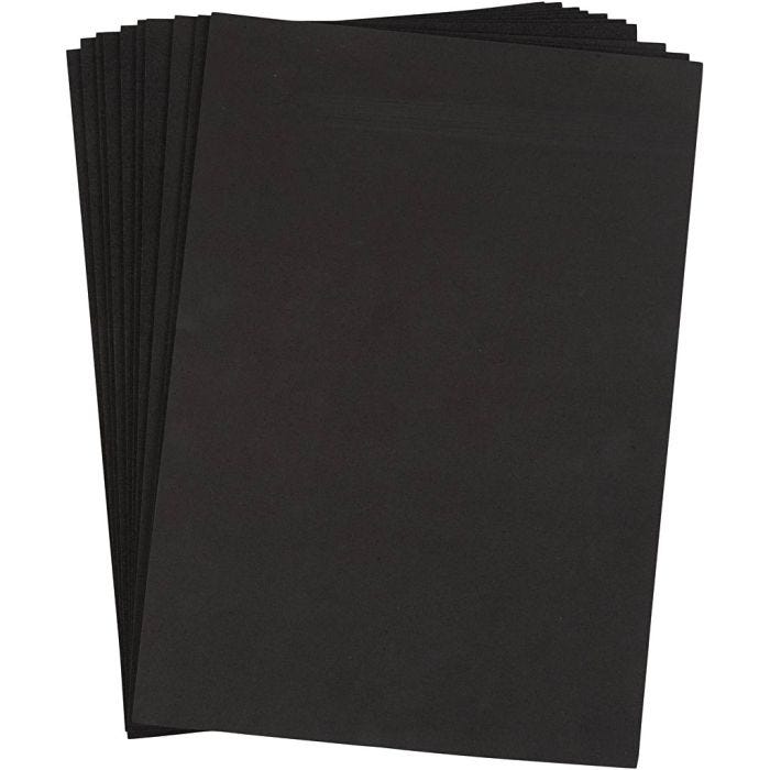 Feuille De Mousse EVA, A4, feuille 210x297 mm, ép. 2 mm, noir, 10 flles/ 1 Pq.