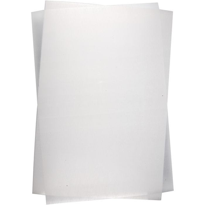 Feuilles de plastique thermorétractable, feuille 20x30 cm, ép. 0,3 mm, brillant transparent, 100flles/ 1 Pq.