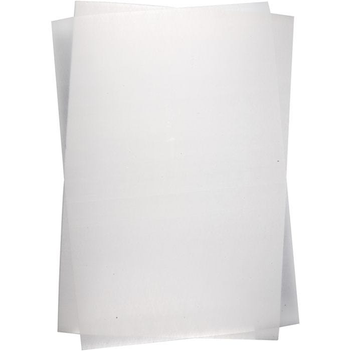 Feuilles de plastique thermorétractable, 20x30 cm, 0,3 mm, transparent mat, 10flles/ 1 Pq.