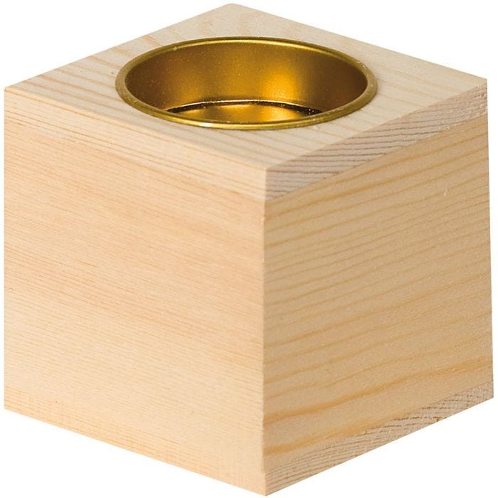 Bougeoir en bois à décorer, dim. 6x6 cm, 1 pièce