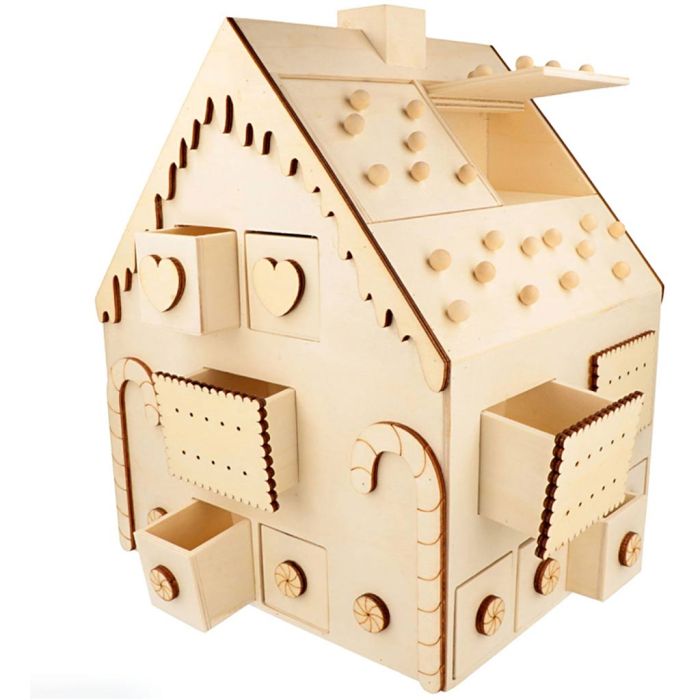 Calendrier de l'avent en bois, dim. 26,5x23,5x33 cm, 1 pièce