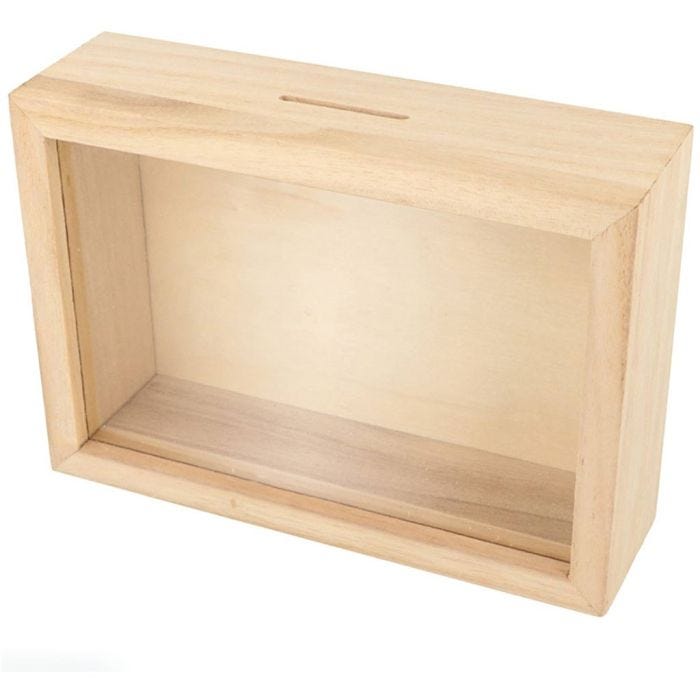 Tirelire cagnotte voyage en bois à décorer, 17x12x5 cm, 1 pièce