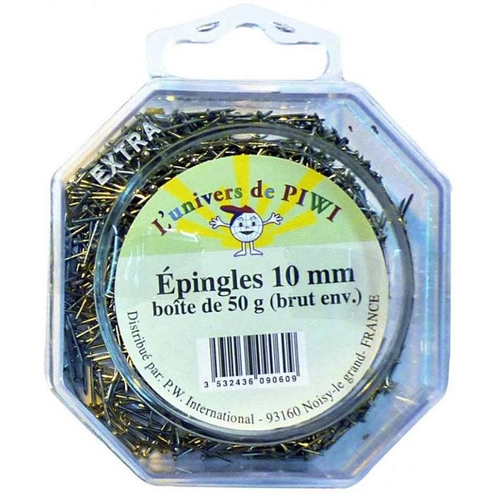 Epingle argentée pour sequins, dim. 10 mm, 50gr/ 1 Pq.