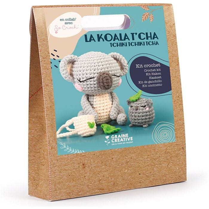 Kit Crochet Amigurumi, Koala, dim. 12.5 cm, 1 Pq.