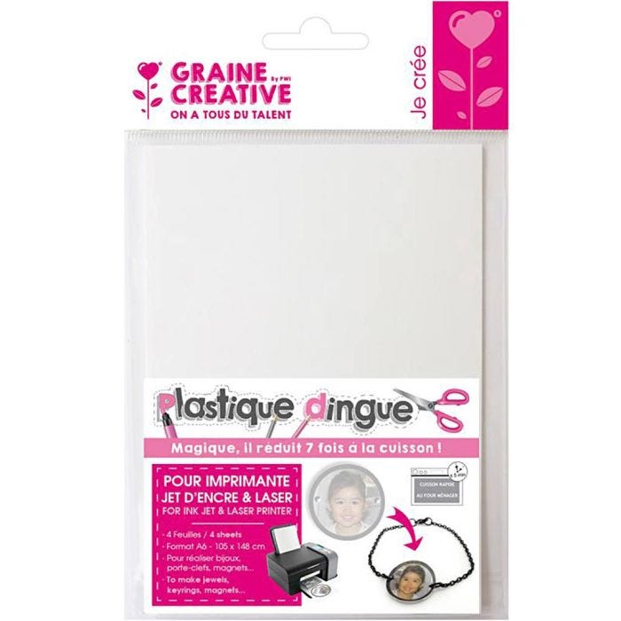 Plastique dingue pour impression, 4flles/ 1 Pq.