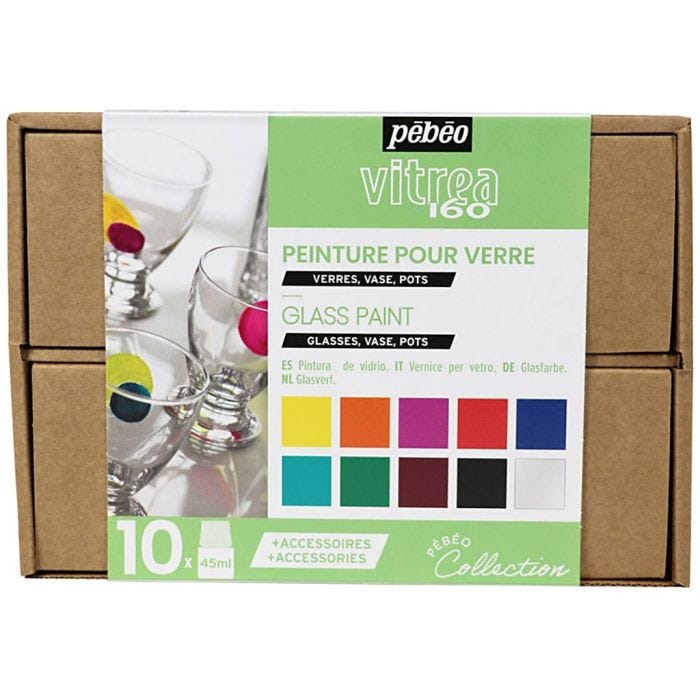 Coffret Collection Pébéo, Peinture sur verre Tons Vifs, ass. de couleurs, 1 Pq.