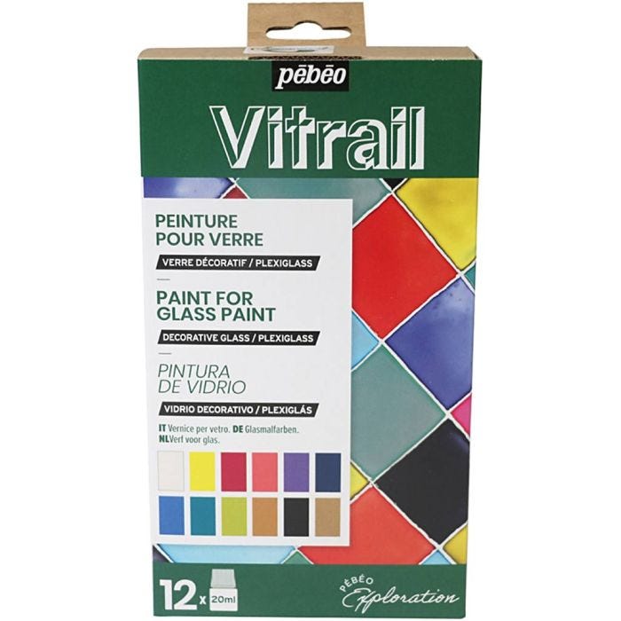 Coffret d'Exploration Pébéo, Peinture Vitrail, ass. de couleurs, 12x20 ml/ 1 Pq.