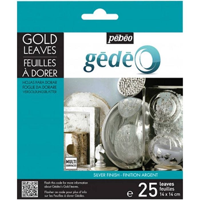 Feuilles à dorer, argent, 25 pièces/ 1 Pq.