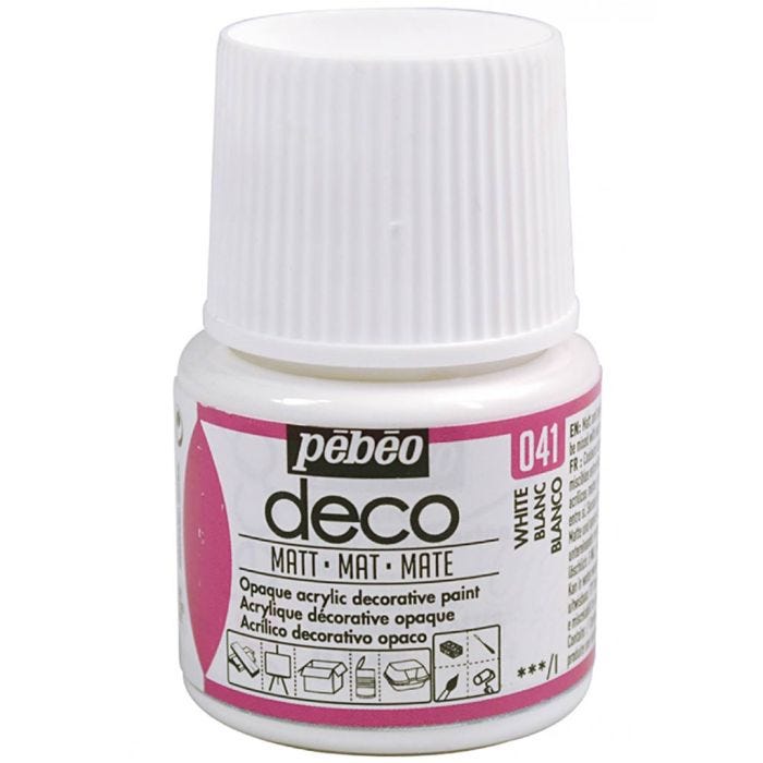 Peinture P.BO Déco, mate, blanc, 45ml/ 1 flacon