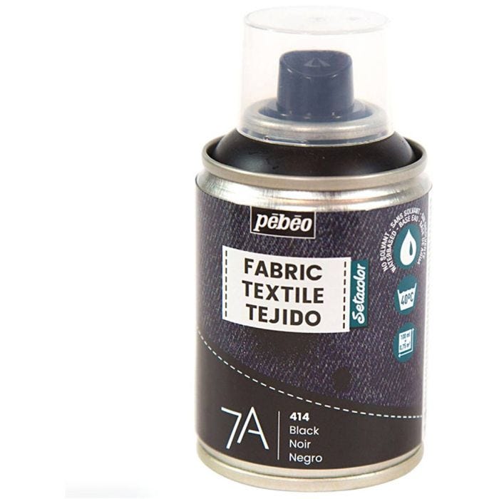 Peinture textile en bombe, noir, 100ml/ 1 flacon