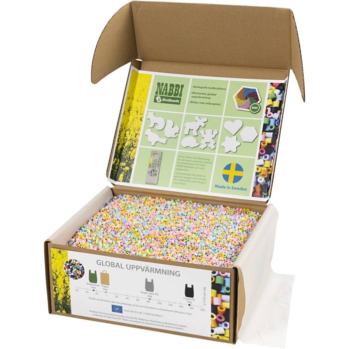 Les Perles NABBI BioBeads, dim. 5x5 cm, medium, couleurs pastel, 55000 pièces/ 1 Pq.
