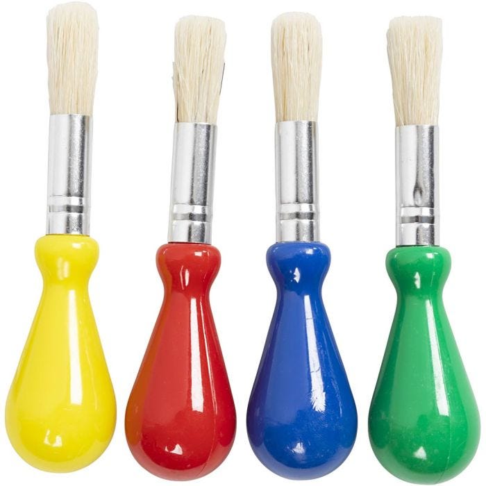 Pinceaux pour enfants, L : 11,5 cm, L : 11 mm, d 13 mm, rond, 4pièces/ 1 Pq.