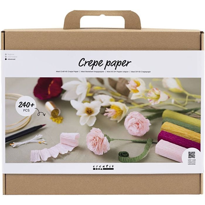 Maxi Kit DIY Papier Crépon, Fleurs, Crêpé à 180%, 105 gr, 1 Pq.