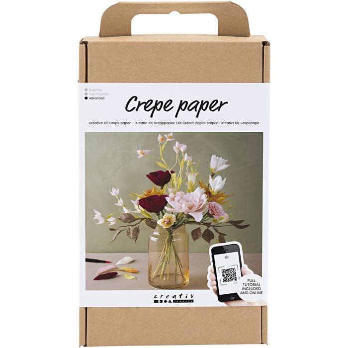 Kit DIY Papier Crépon, Bouquet, Crêpé à 180%, 1 Pq.