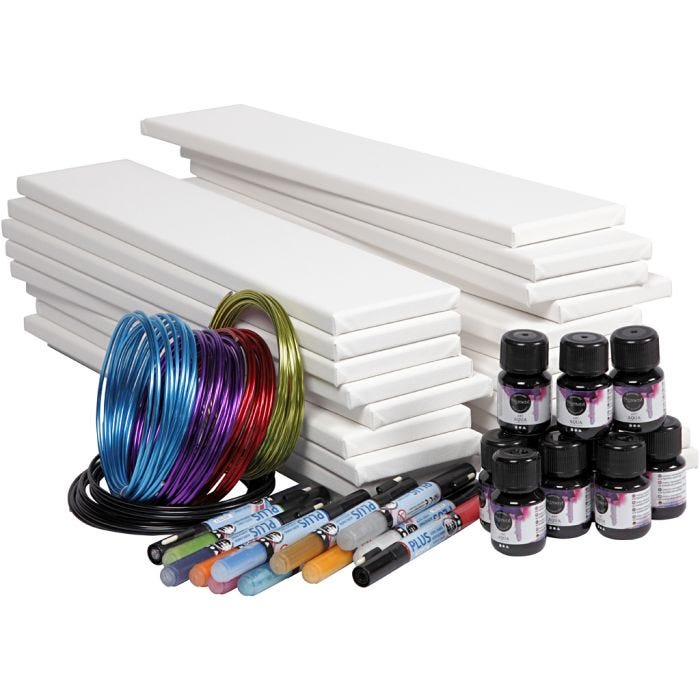 Aquarelle sur châssis entoilés long, blanc, 20 pièce, 1 set