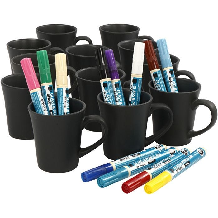 Décoration de tasses, ass. de couleurs, 36 pièce, 1 set
