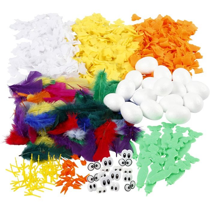 Kit pour la réalisation de poussins de Pâques, H : 6 cm, 16 pièce, 1 set