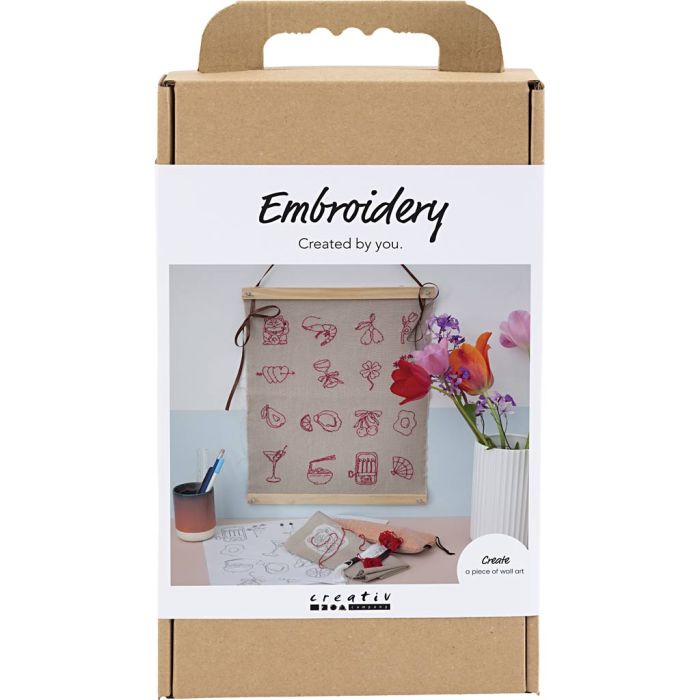 Kit DIY Broderie, décoration à suspendre, lin, 1 Pq.