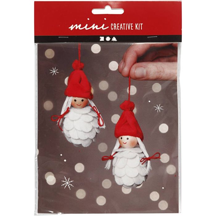 Mini Kit DIY, lutin de Noël filles, H : 8 cm, 1 Pq.