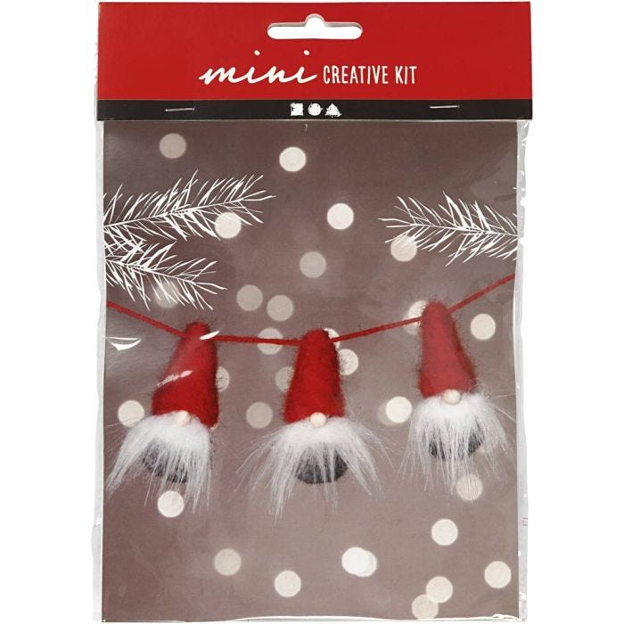 Mini Kit DIY, lutin de Noël sur une corde, 6 cm, 1 Pq.