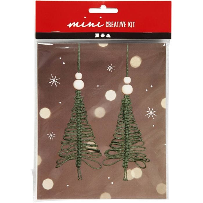 Mini Kit DIY, sapin de Noël en macramé, 11 cm, 1 Pq.