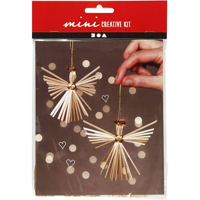 Mini Kit DIY, anges de paille, 8 cm, 1 Pq.