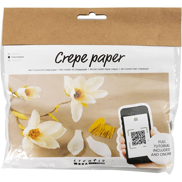 Mini Kit DIY Papier Crépon, Branche de magnolia, Crêpé à 180%, 1 Pq.