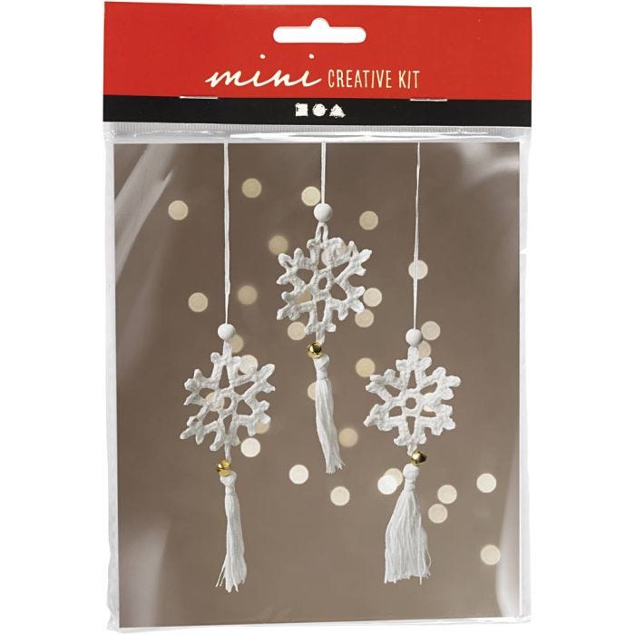 Mini Kit DIY Crochet, Flocons de neige, blanc, 1 Pq.