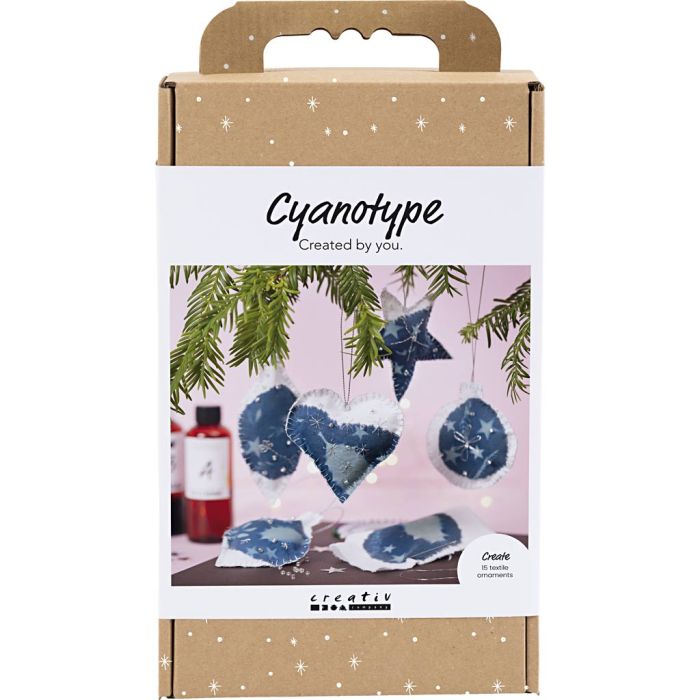 Kit DIY Cyanotypie, Décorations de Noël, bleu, argent, 1 Pq.