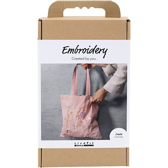 Kit DIY Broderie, Sac fourre-tout, rose clair, 1 Pq.