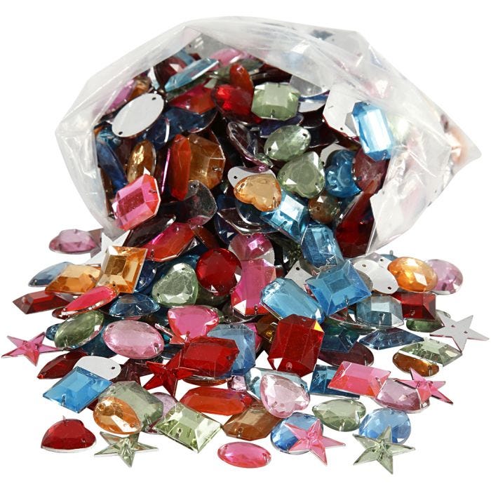 Pierres de strass, 10-17 mm, ass. de couleurs, 210gr/ 1 Pq.