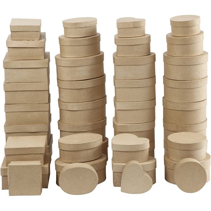 Boîtes , H : 5-7,5 cm, d 10-18 cm, 72pièces/ 1 Pq.