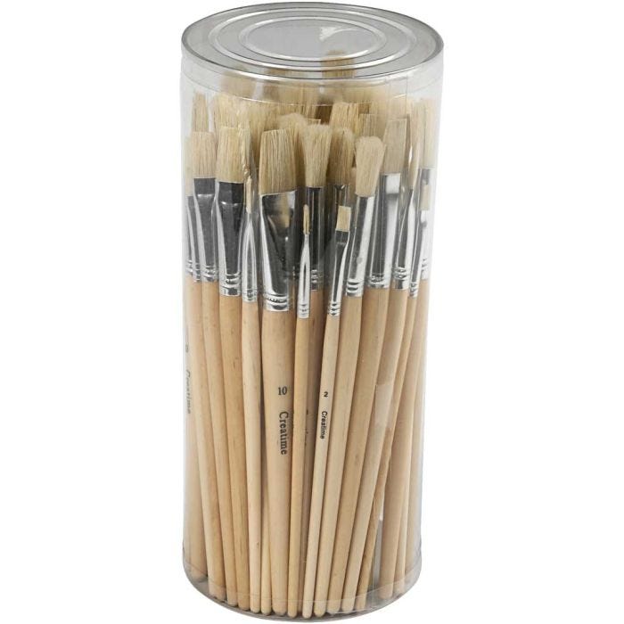 Pinceaux Nature Line, 1+2+3+4+5+6+7+8+9+10, L : 19,5-23 cm, L : 4-17 mm, Plat,rond, 80pièces/ 1 Pq.