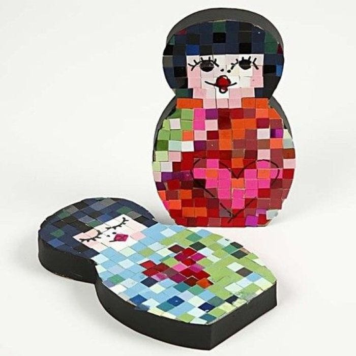 A Babushka Doll with Pixel Decoration